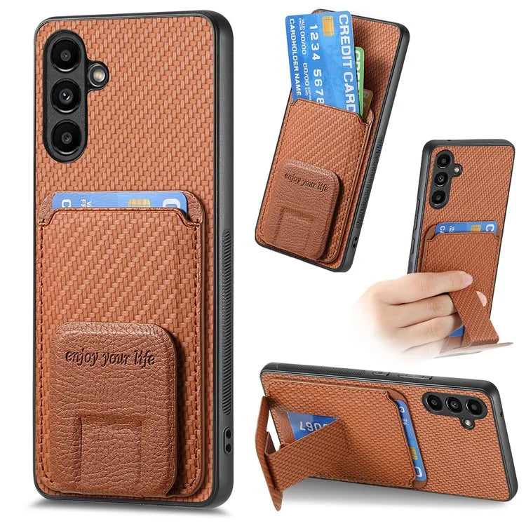 C1-11 for Samsung Galaxy A25 5G (Global) (161.0 x 76.5 x 8.3mm) Case Kickstand Slim-Fit Leather+TPU Phone Shell