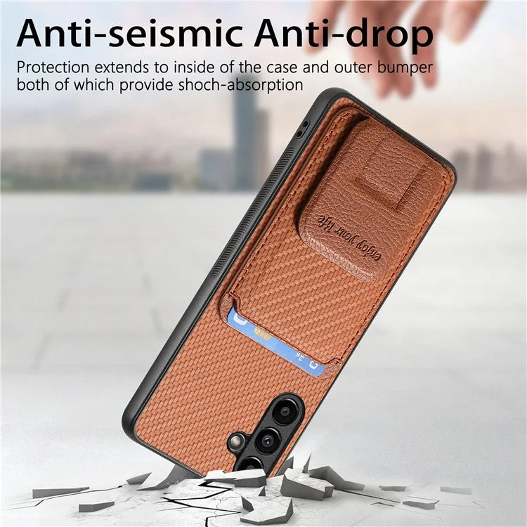C1-11 for Samsung Galaxy A25 5G (Global) (161.0 x 76.5 x 8.3mm) Case Kickstand Slim-Fit Leather+TPU Phone Shell