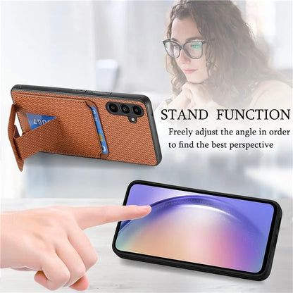 C1-11 for Samsung Galaxy A25 5G (Global) (161.0 x 76.5 x 8.3mm) Case Kickstand Slim-Fit Leather+TPU Phone Shell