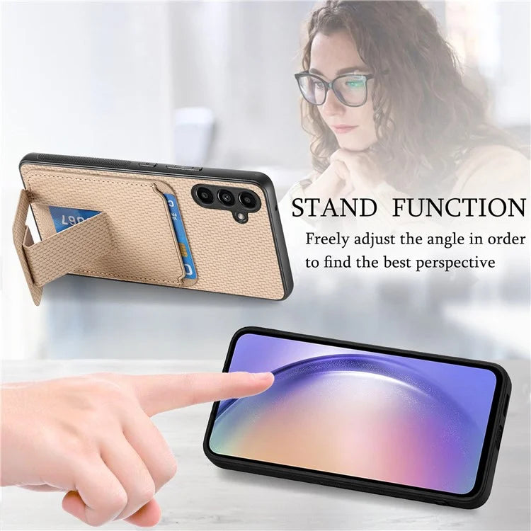 C1-11 for Samsung Galaxy A25 5G (Global) (161.0 x 76.5 x 8.3mm) Case Kickstand Slim-Fit Leather+TPU Phone Shell