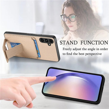 C1-11 for Samsung Galaxy A25 5G (Global) (161.0 x 76.5 x 8.3mm) Case Kickstand Slim-Fit Leather+TPU Phone Shell