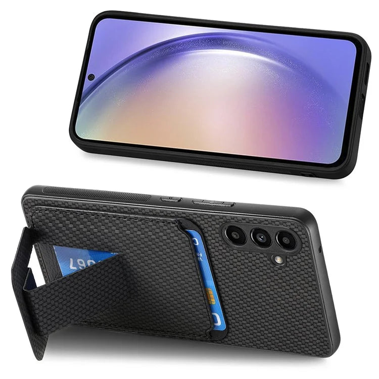 C1-11 for Samsung Galaxy A15 4G / 5G Case Leather Coated TPU Carbon Fiber Texture Back Cover