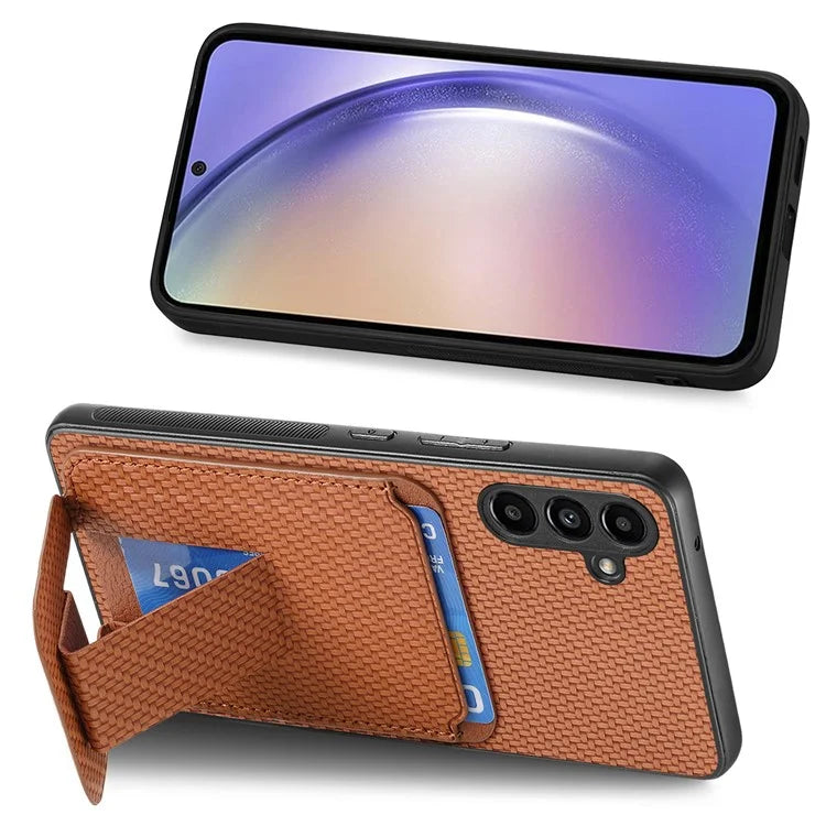 C1-11 for Samsung Galaxy A15 4G / 5G Case Leather Coated TPU Carbon Fiber Texture Back Cover