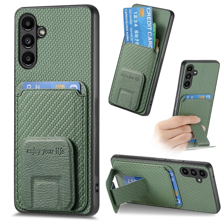 C1-11 for Samsung Galaxy A15 4G / 5G Case Leather Coated TPU Carbon Fiber Texture Back Cover