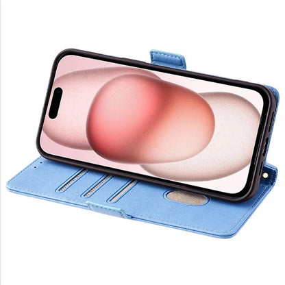 For iPhone 15 Case RFID Blocking Flip PU Leather Wallet Crossbody Phone Cover