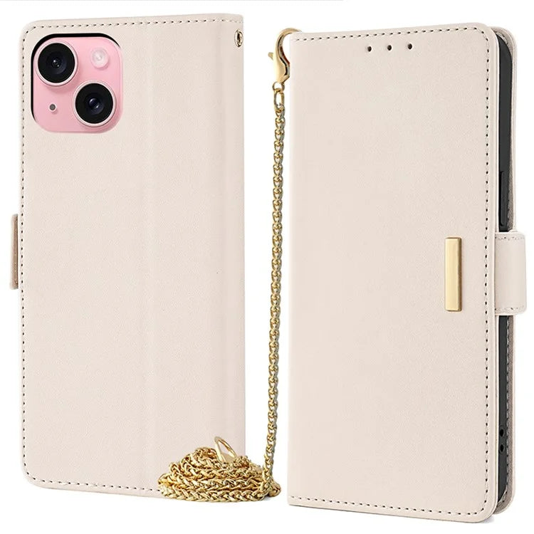 For iPhone 15 Case RFID Blocking Flip PU Leather Wallet Crossbody Phone Cover