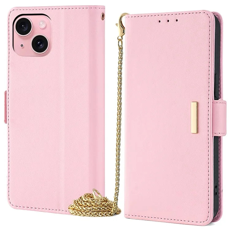 For iPhone 15 Case RFID Blocking Flip PU Leather Wallet Crossbody Phone Cover