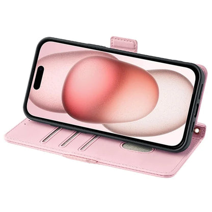 For iPhone 15 Case RFID Blocking Flip PU Leather Wallet Crossbody Phone Cover
