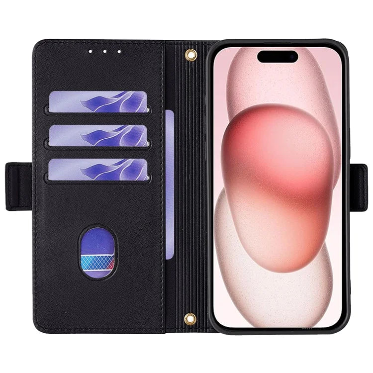 For iPhone 15 Case RFID Blocking Flip PU Leather Wallet Crossbody Phone Cover