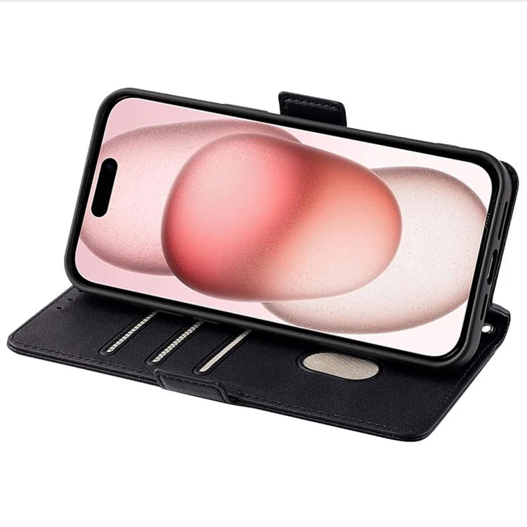 For iPhone 15 Case RFID Blocking Flip PU Leather Wallet Crossbody Phone Cover