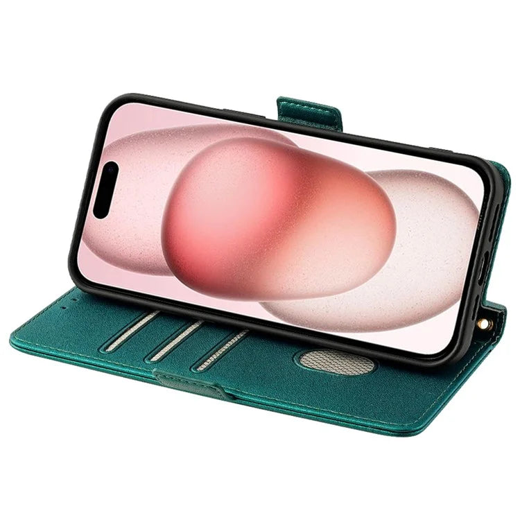 For iPhone 15 Case RFID Blocking Flip PU Leather Wallet Crossbody Phone Cover
