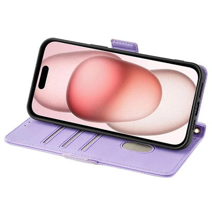 For iPhone 15 Case RFID Blocking Flip PU Leather Wallet Crossbody Phone Cover