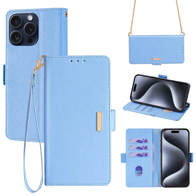 For iPhone 15 Pro Leather Case RFID Blocking Protective Wallet Phone Cover