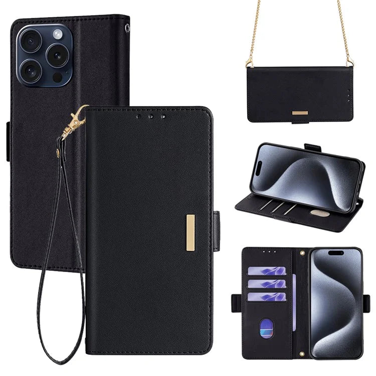 For iPhone 15 Pro Leather Case RFID Blocking Protective Wallet Phone Cover