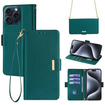 For iPhone 15 Pro Leather Case RFID Blocking Protective Wallet Phone Cover