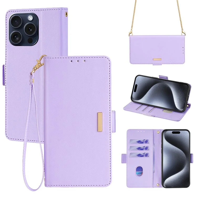For iPhone 15 Pro Leather Case RFID Blocking Protective Wallet Phone Cover