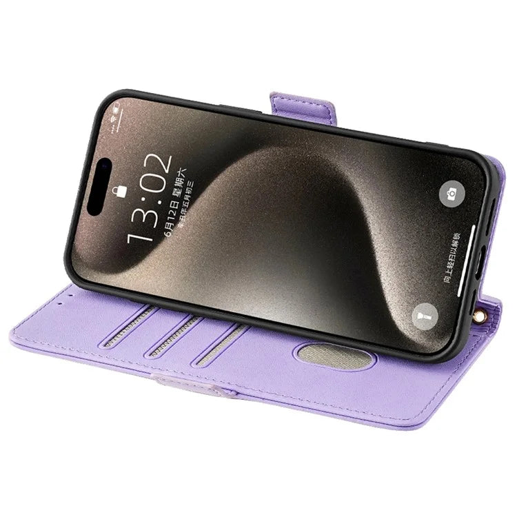 For iPhone 15 Pro Leather Case RFID Blocking Protective Wallet Phone Cover