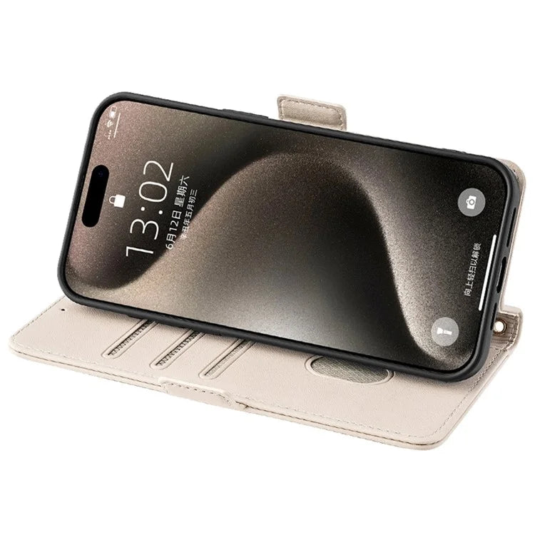 For iPhone 15 Pro Max Cell Phone Cases RFID Blocking PU Leather Flip Stand Cover