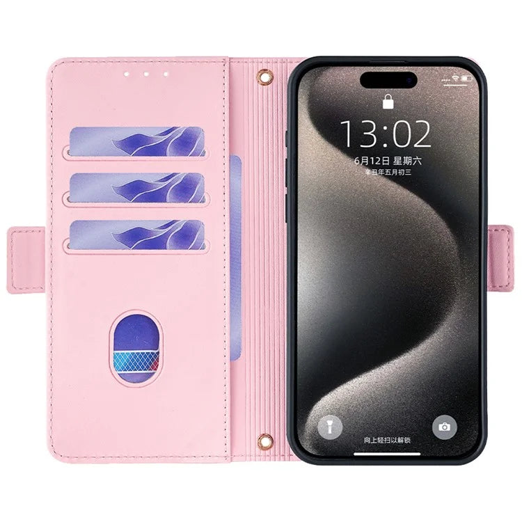 For iPhone 15 Pro Max Cell Phone Cases RFID Blocking PU Leather Flip Stand Cover