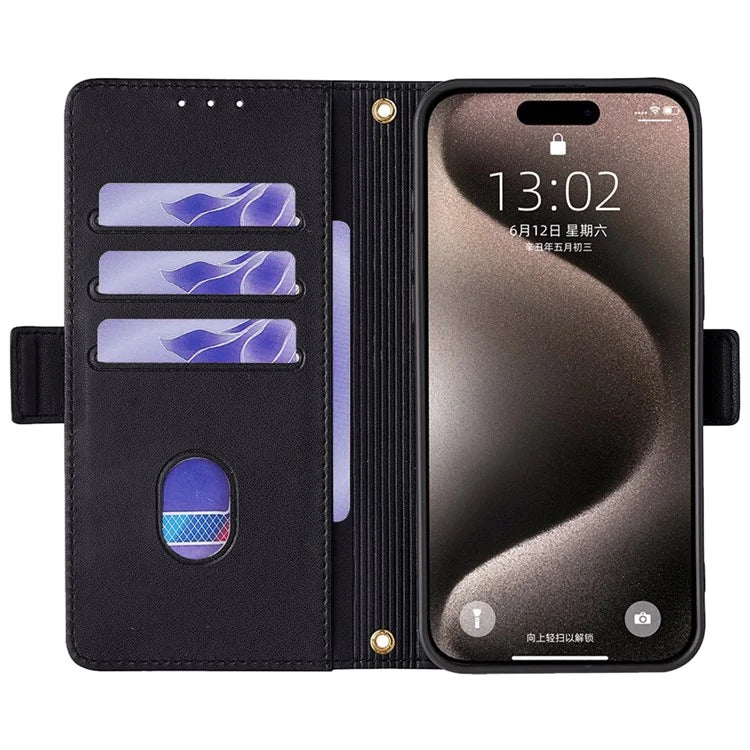 For iPhone 15 Pro Max Cell Phone Cases RFID Blocking PU Leather Flip Stand Cover