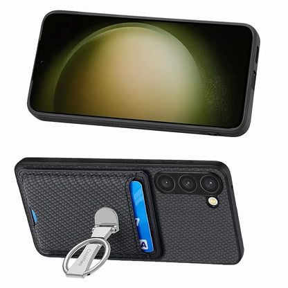 C1-9 for Samsung Galaxy S23+ Case Card Holder Leather+TPU+PC Kickstand Phone Cover