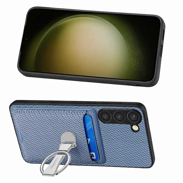 C1-9 for Samsung Galaxy S23+ Case Card Holder Leather+TPU+PC Kickstand Phone Cover