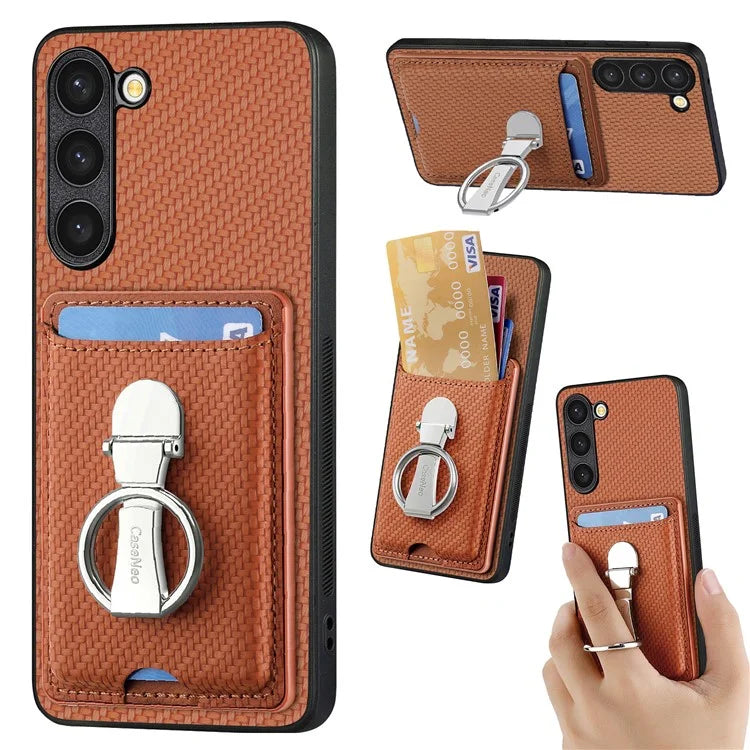 C1-9 for Samsung Galaxy S23+ Case Card Holder Leather+TPU+PC Kickstand Phone Cover