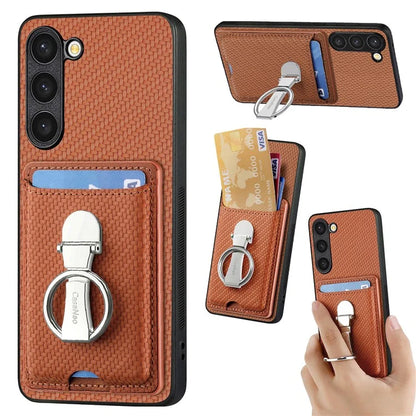 C1-9 for Samsung Galaxy S23+ Case Card Holder Leather+TPU+PC Kickstand Phone Cover