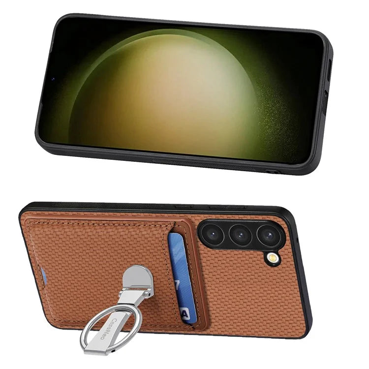 C1-9 for Samsung Galaxy S23+ Case Card Holder Leather+TPU+PC Kickstand Phone Cover