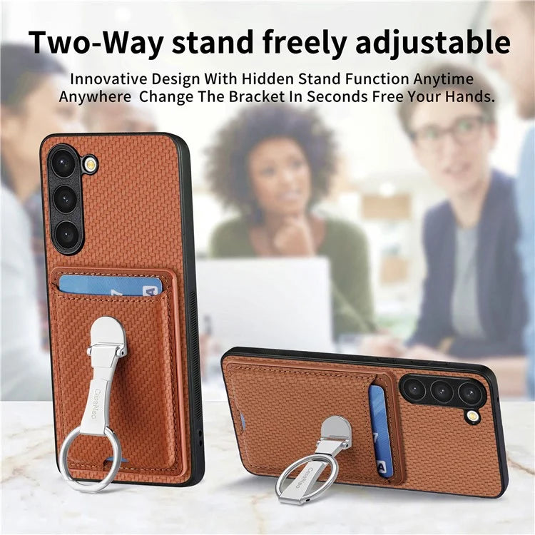 C1-9 for Samsung Galaxy S23+ Case Card Holder Leather+TPU+PC Kickstand Phone Cover