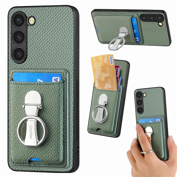C1-9 for Samsung Galaxy S23+ Case Card Holder Leather+TPU+PC Kickstand Phone Cover