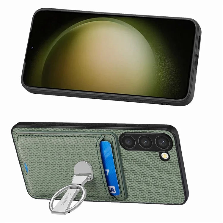 C1-9 for Samsung Galaxy S23+ Case Card Holder Leather+TPU+PC Kickstand Phone Cover