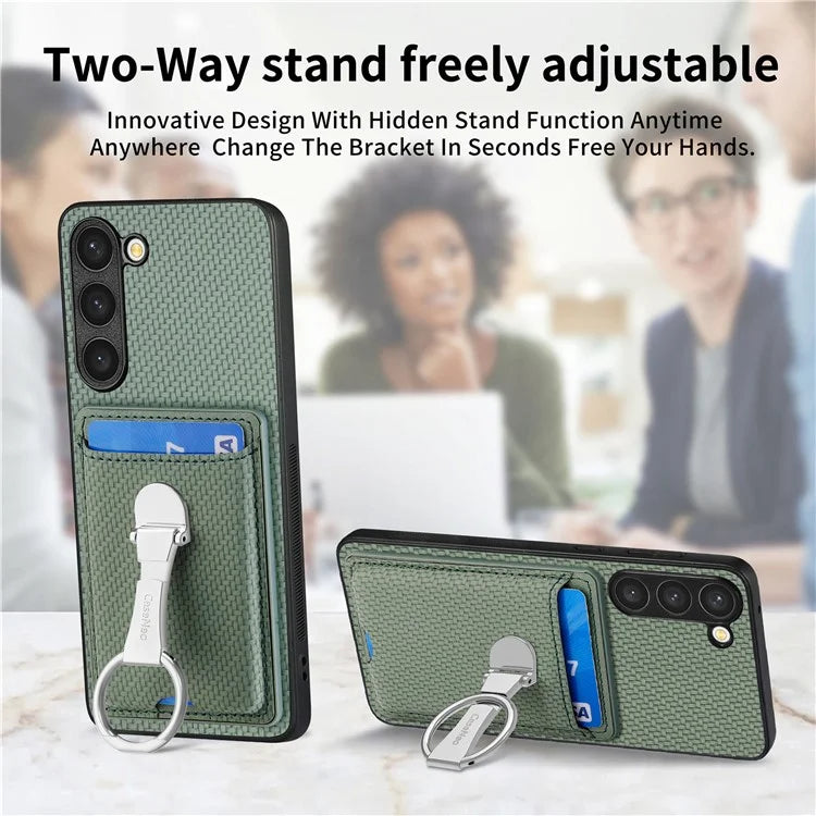 C1-9 for Samsung Galaxy S23+ Case Card Holder Leather+TPU+PC Kickstand Phone Cover
