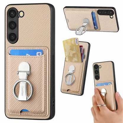 C1-9 for Samsung Galaxy S23+ Case Card Holder Leather+TPU+PC Kickstand Phone Cover