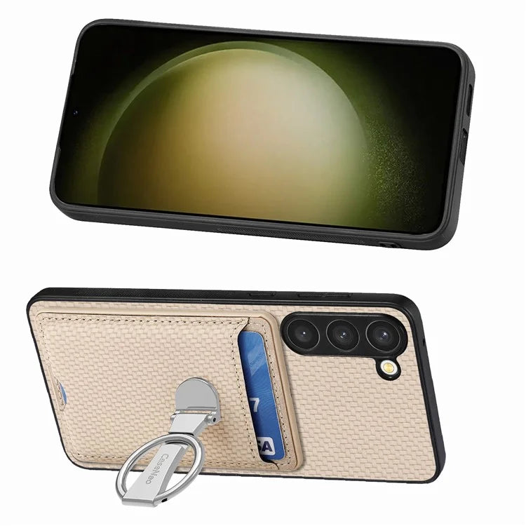 C1-9 for Samsung Galaxy S23+ Case Card Holder Leather+TPU+PC Kickstand Phone Cover