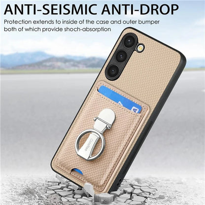 C1-9 for Samsung Galaxy S23+ Case Card Holder Leather+TPU+PC Kickstand Phone Cover
