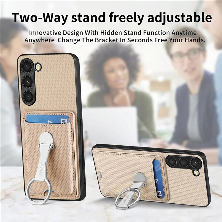 C1-9 for Samsung Galaxy S23+ Case Card Holder Leather+TPU+PC Kickstand Phone Cover