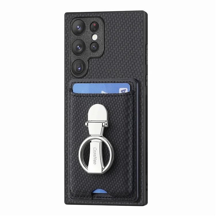 C1-9 for Samsung Galaxy S23 Ultra Case Leather+TPU+PC Phone Cover with Card Slots Folding Kickstand