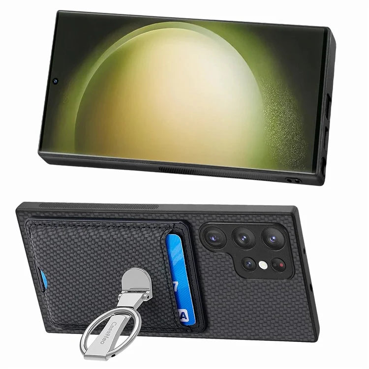 C1-9 for Samsung Galaxy S23 Ultra Case Leather+TPU+PC Phone Cover with Card Slots Folding Kickstand