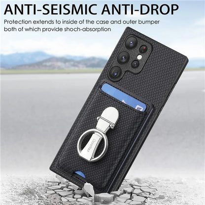 C1-9 for Samsung Galaxy S23 Ultra Case Leather+TPU+PC Phone Cover with Card Slots Folding Kickstand