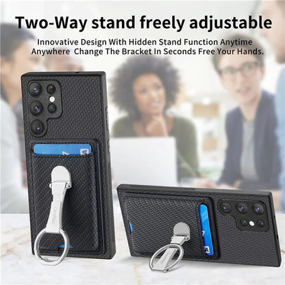 C1-9 for Samsung Galaxy S23 Ultra Case Leather+TPU+PC Phone Cover with Card Slots Folding Kickstand