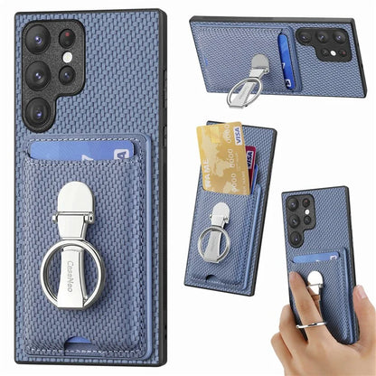 C1-9 for Samsung Galaxy S23 Ultra Case Leather+TPU+PC Phone Cover with Card Slots Folding Kickstand