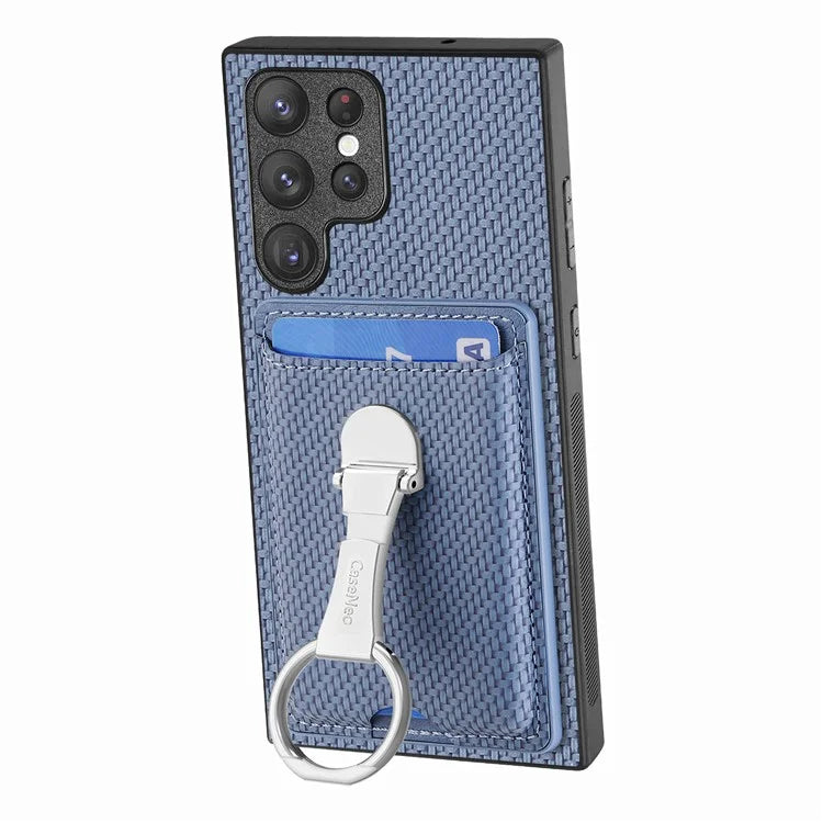 C1-9 for Samsung Galaxy S23 Ultra Case Leather+TPU+PC Phone Cover with Card Slots Folding Kickstand