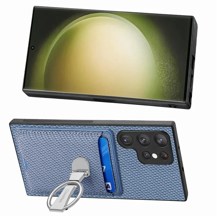 C1-9 for Samsung Galaxy S23 Ultra Case Leather+TPU+PC Phone Cover with Card Slots Folding Kickstand