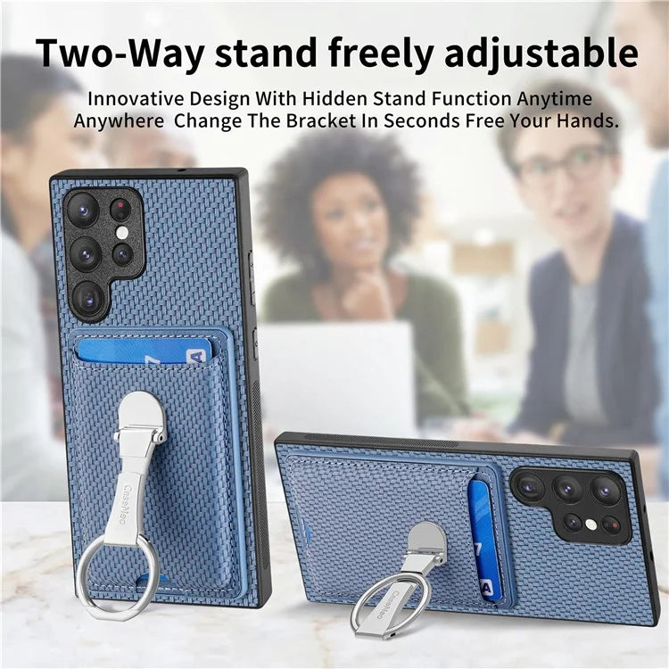 C1-9 for Samsung Galaxy S23 Ultra Case Leather+TPU+PC Phone Cover with Card Slots Folding Kickstand