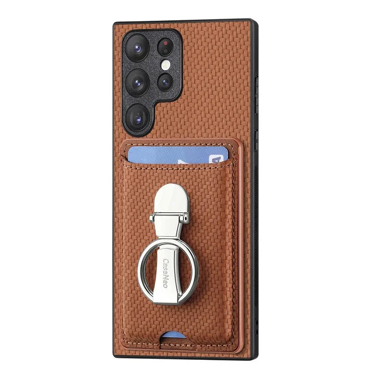 C1-9 for Samsung Galaxy S23 Ultra Case Leather+TPU+PC Phone Cover with Card Slots Folding Kickstand