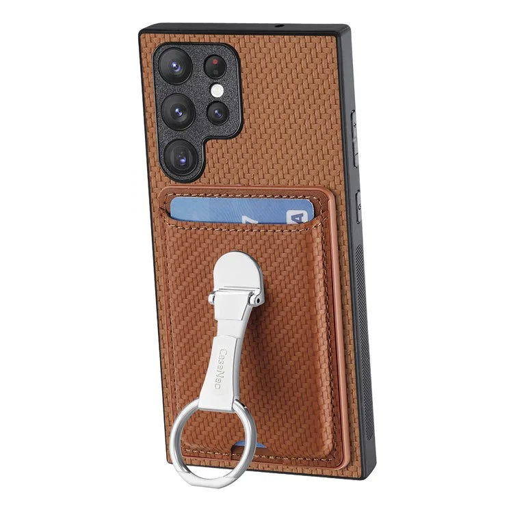 C1-9 for Samsung Galaxy S23 Ultra Case Leather+TPU+PC Phone Cover with Card Slots Folding Kickstand
