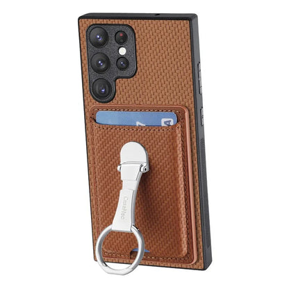 C1-9 for Samsung Galaxy S23 Ultra Case Leather+TPU+PC Phone Cover with Card Slots Folding Kickstand