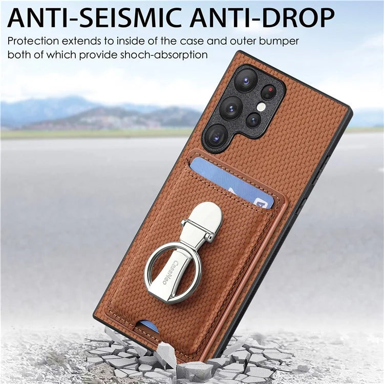 C1-9 for Samsung Galaxy S23 Ultra Case Leather+TPU+PC Phone Cover with Card Slots Folding Kickstand