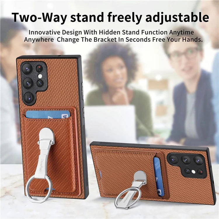 C1-9 for Samsung Galaxy S23 Ultra Case Leather+TPU+PC Phone Cover with Card Slots Folding Kickstand